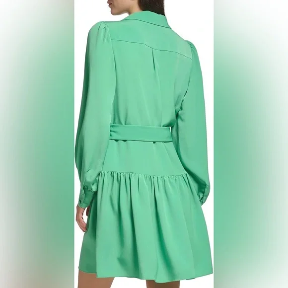 Karl Lagerfeld Vibrant Green Long Sleeve Dress- NWOT - Picture 3 of 8